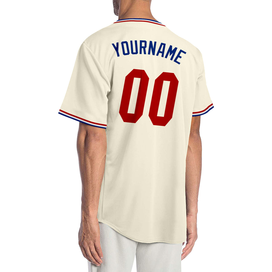 Custom Cream Red-Royal Authentic Baseball Jersey