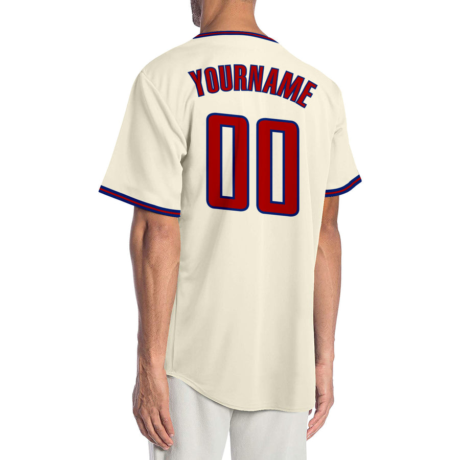 Custom Cream Red-Royal Authentic Baseball Jersey