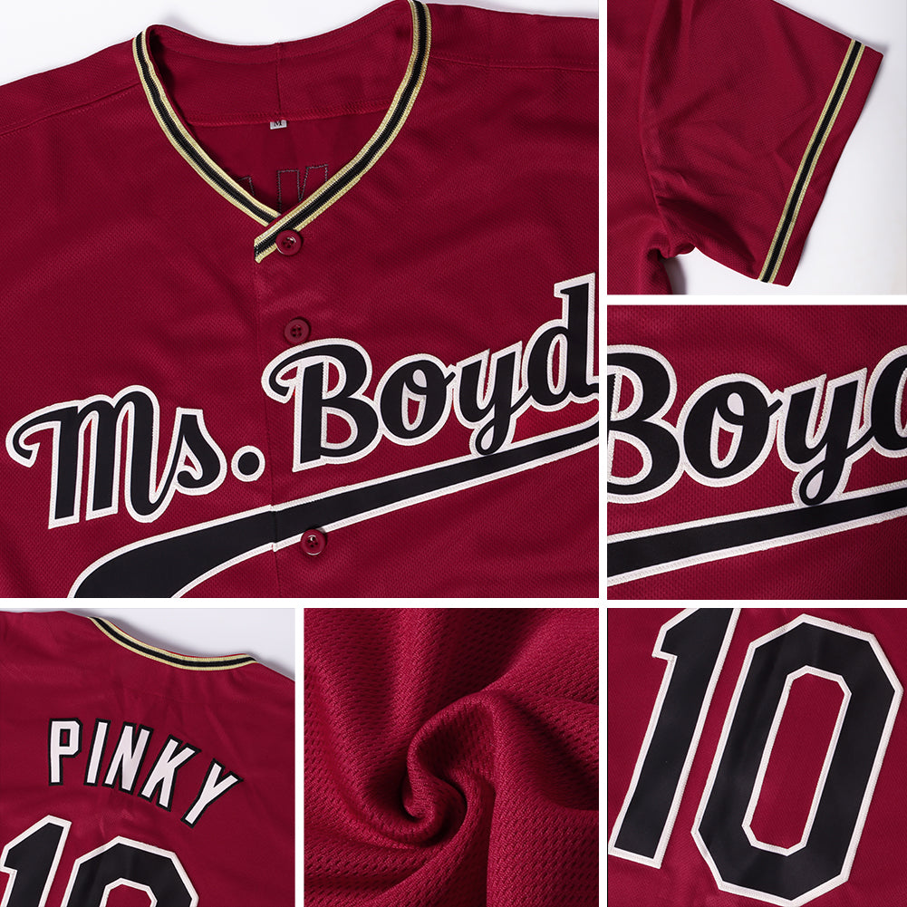 Custom Crimson Black-City Cream Authentic Baseball Jersey