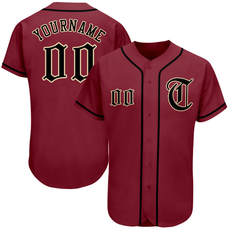 Custom Crimson Black-Gold Authentic Baseball Jersey – FanCustom