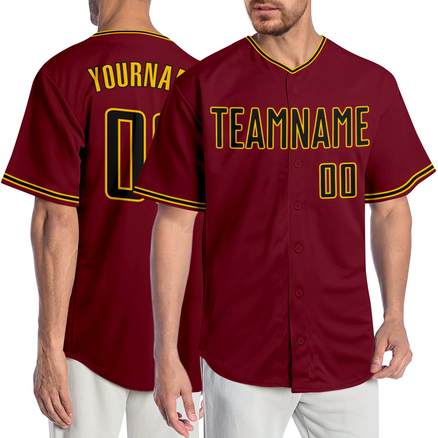 Custom Crimson Black-Gold Authentic Baseball Jersey – FanCustom