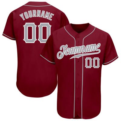 Custom Crimson Gray-White Authentic Baseball Jersey