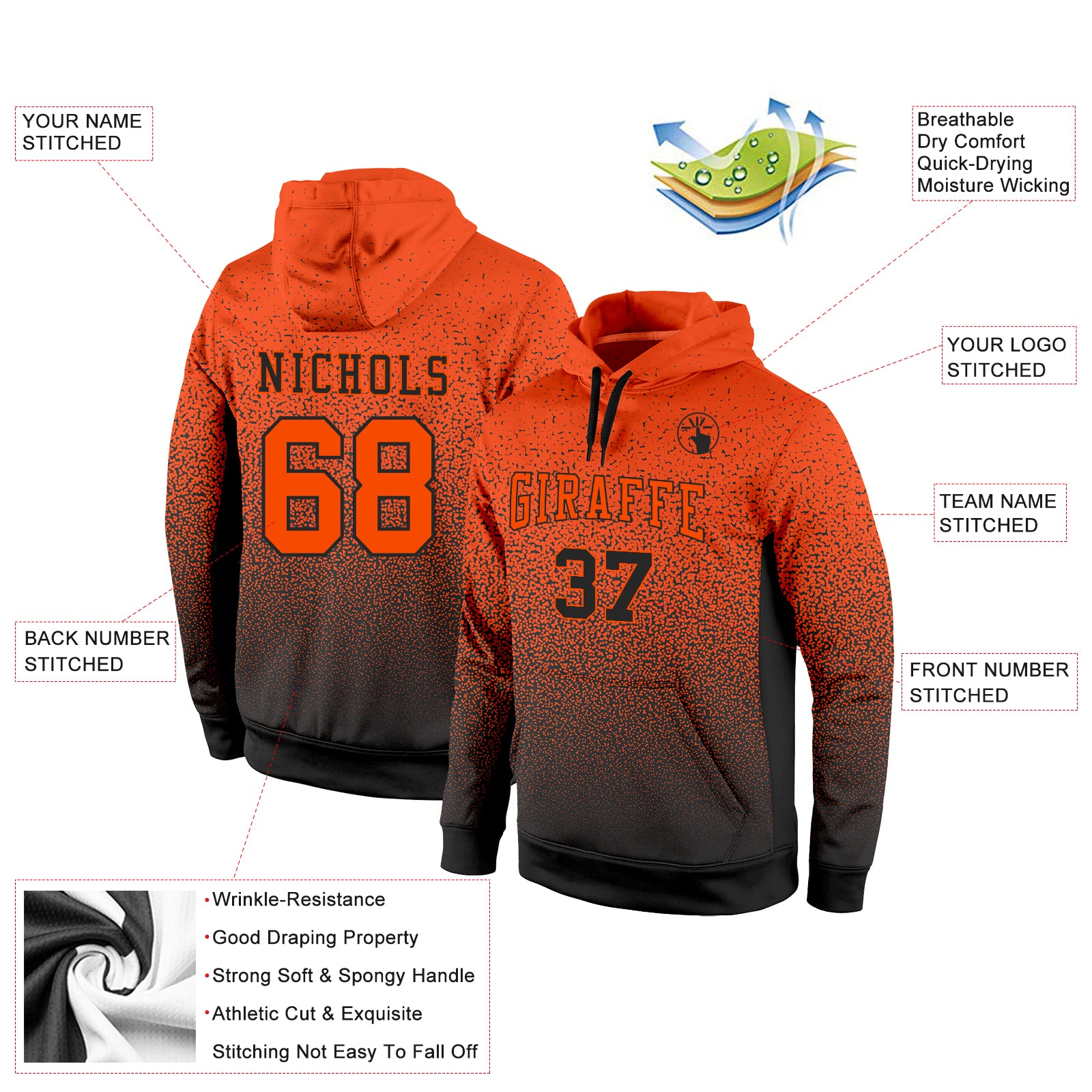 FANSIDEA Custom Black Orange Fade Fashion Authentic City Edition Basketball Jersey Youth Size:L