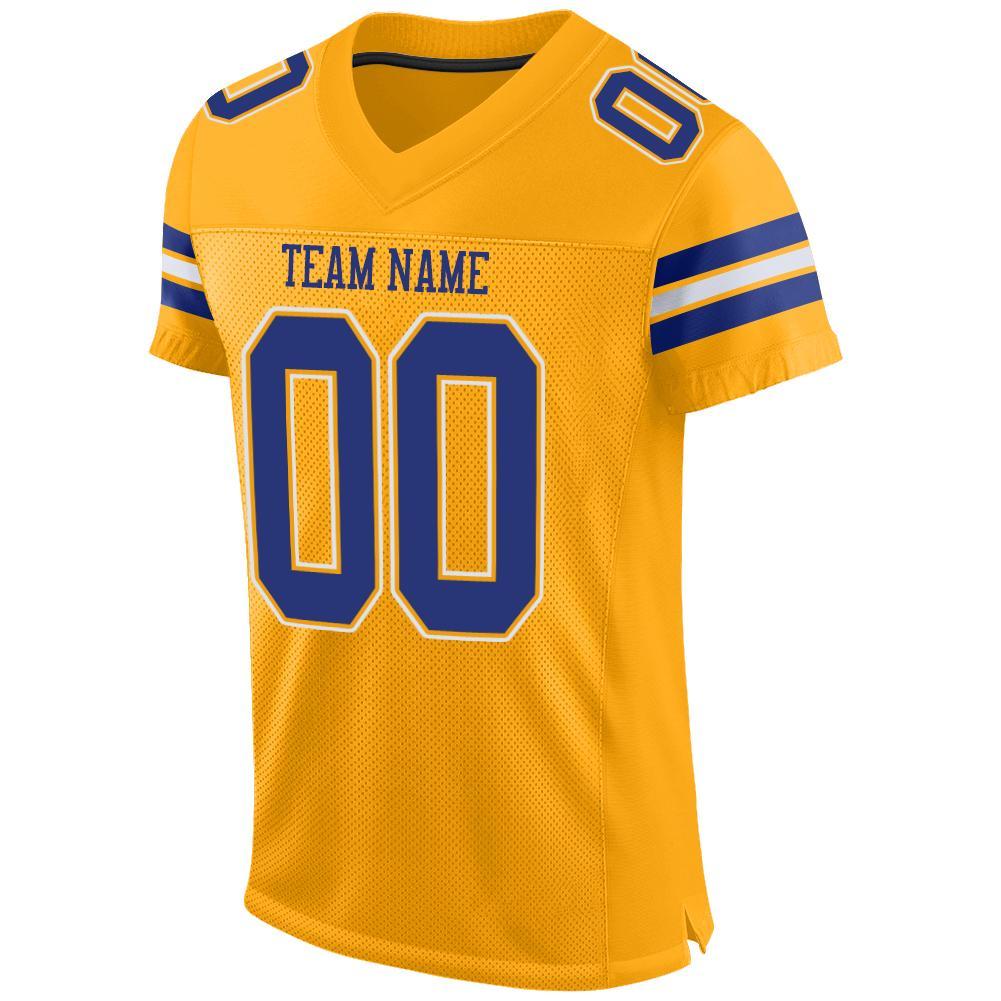 Custom Gold Royal-White Mesh Authentic Football Jersey