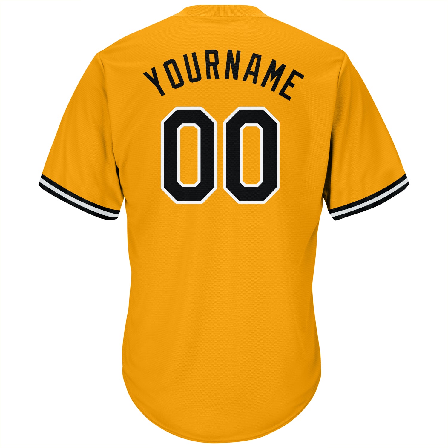 Custom Gold Black-White Authentic Throwback Rib-Knit Baseball Jersey Shirt