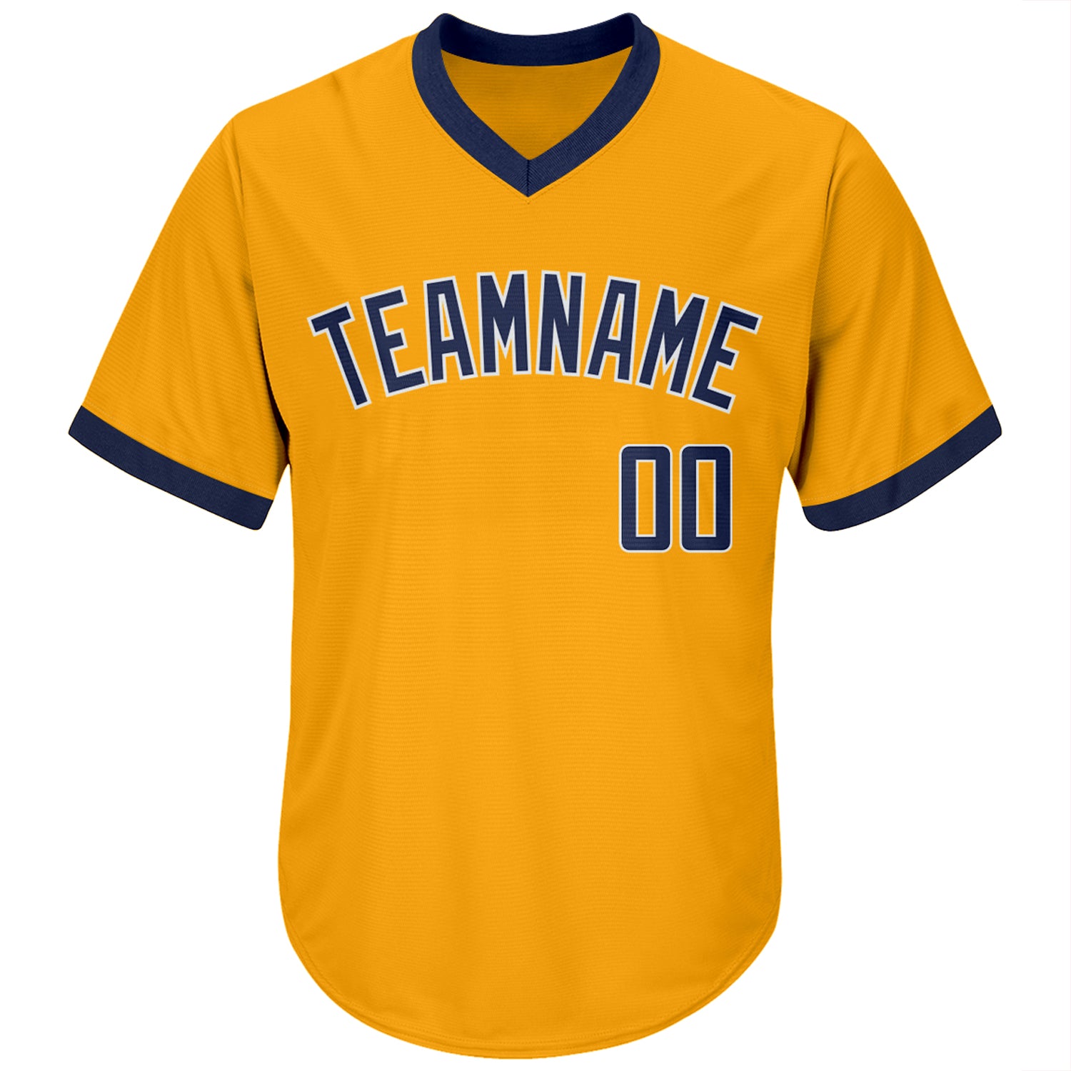 Custom Gold Navy-White Authentic Throwback Rib-Knit Baseball Jersey Shirt