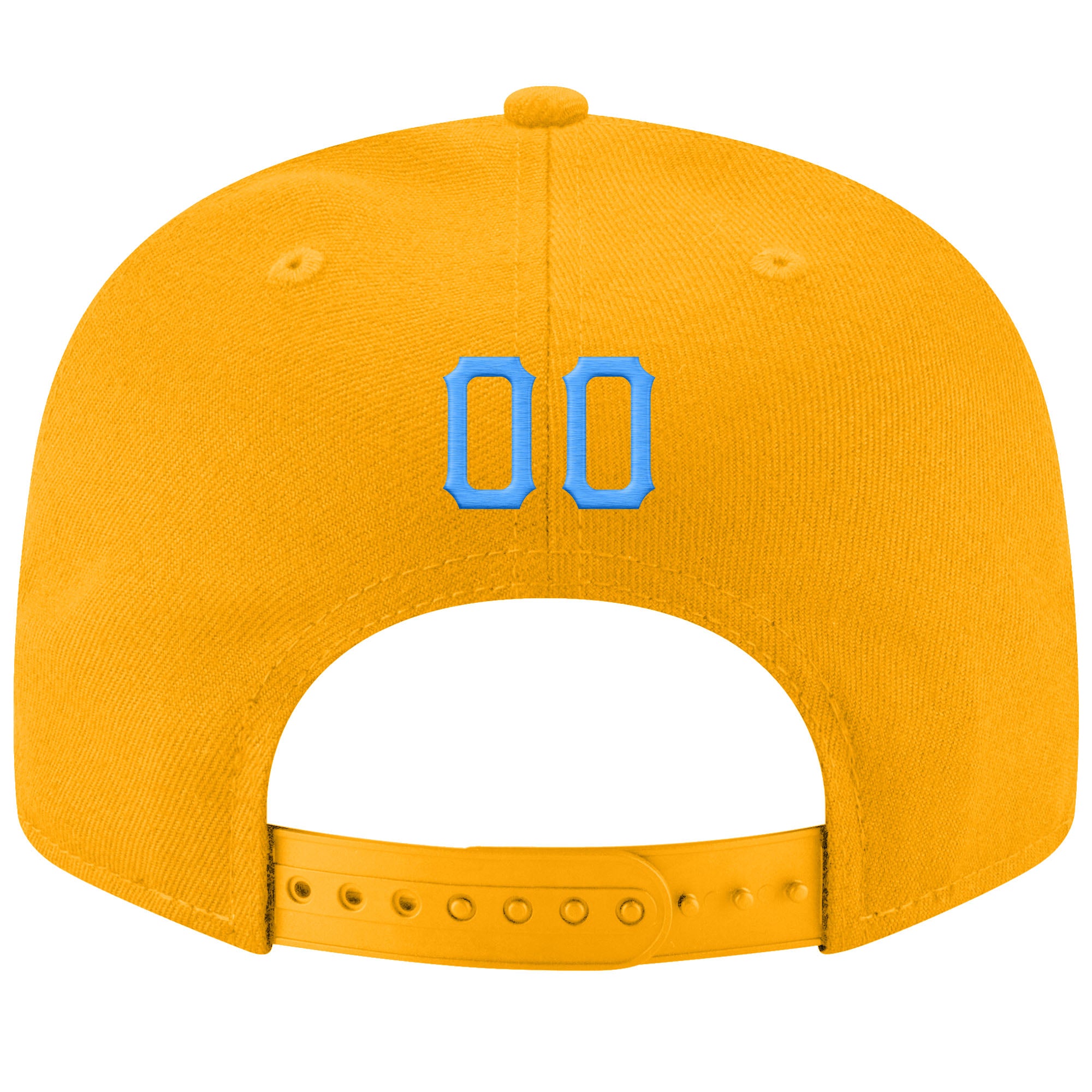 Custom Gold Powder Blue-White Stitched Adjustable Snapback Hat