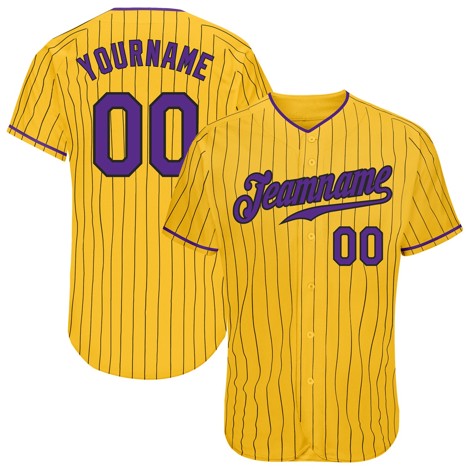 Custom Black Purple-Gold Authentic Baseball Jersey