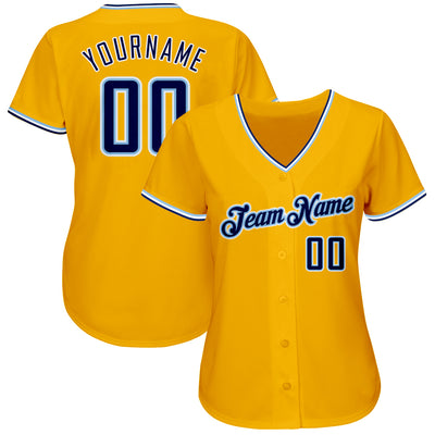 Custom Gold Navy-Light Blue Authentic Baseball Jersey