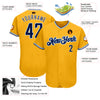 Custom Gold Navy-Light Blue Authentic Baseball Jersey