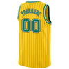 Custom Gold Black Pinstripe Kelly Green-White Authentic Basketball Jersey