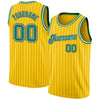 Custom Gold Black Pinstripe Kelly Green-White Authentic Basketball Jersey