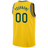 Custom Gold Black Pinstripe Green-Cream Authentic Basketball Jersey