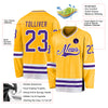 Custom Gold Purple-White Hockey Jersey