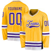 Custom Gold Purple-White Hockey Jersey