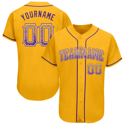 Custom Gold Purple-White Authentic Drift Fashion Baseball Jersey