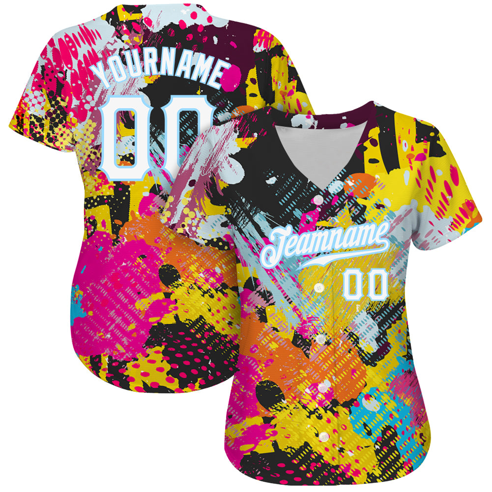 Custom 3D Baseball Jersey Graffiti Bright Psychedelic Pattern