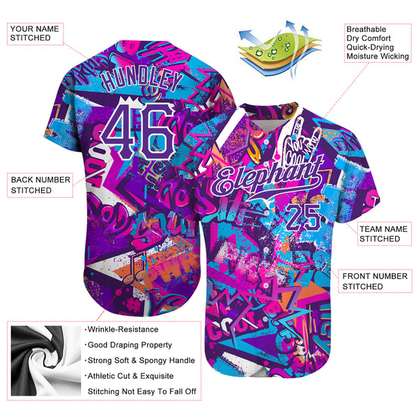 Custom Graffiti Pattern White-Royal 3D Tommy Authentic Baseball Jersey Women's Size:2XL