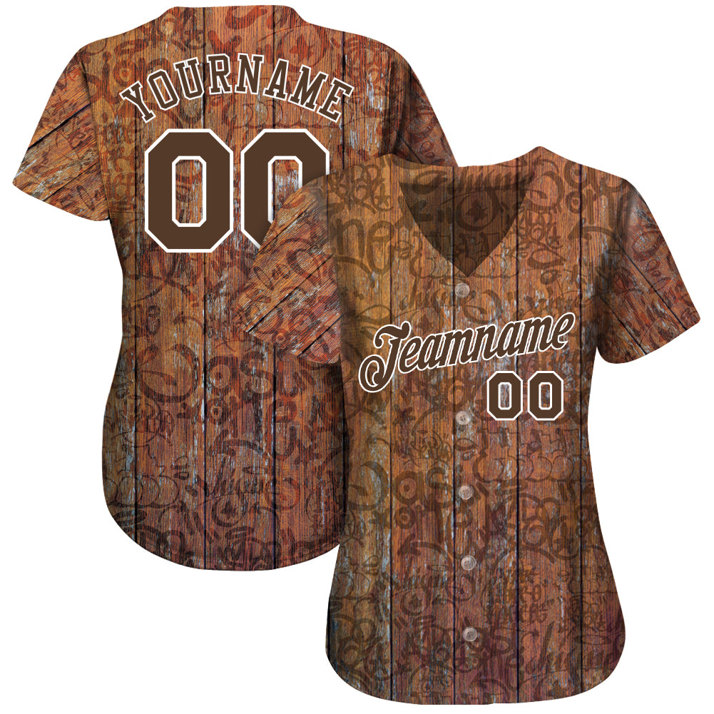 Custom Gold Brown Pinstripe Brown-White Authentic Baseball Jersey