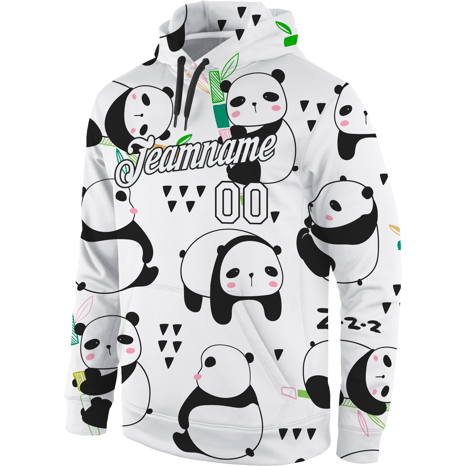 Custom Stitched Graffiti Pattern White-Black 3D Panda Sports Pullover Sweatshirt Hoodie