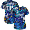 Custom Graffiti Pattern White-Royal 3D Authentic Baseball Jersey