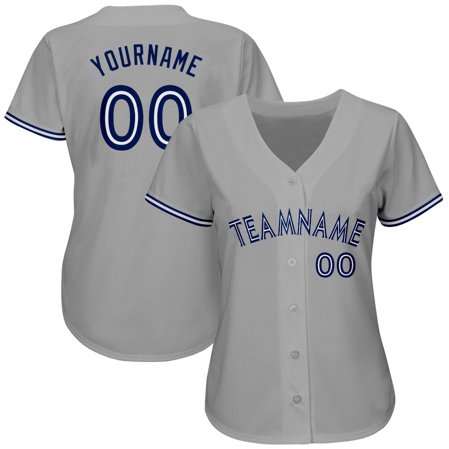 Custom Gray Royal-White Authentic Baseball Jersey