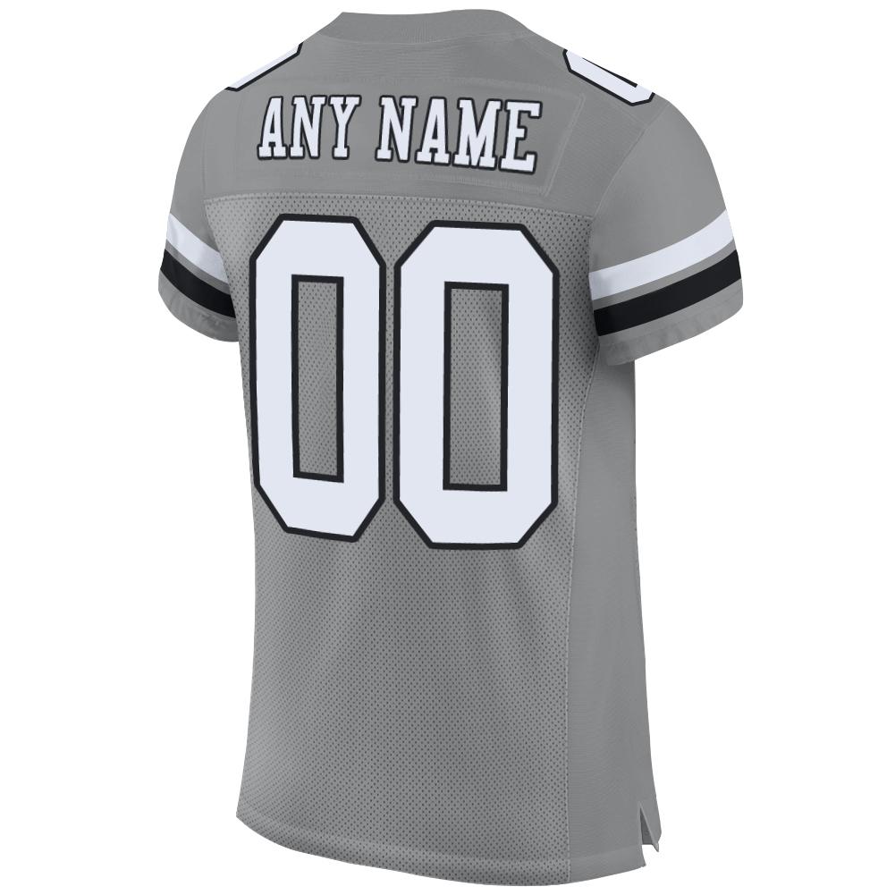 Custom Football Jersey Gray Kelly Green-Black Mesh Authentic Men's Size:L