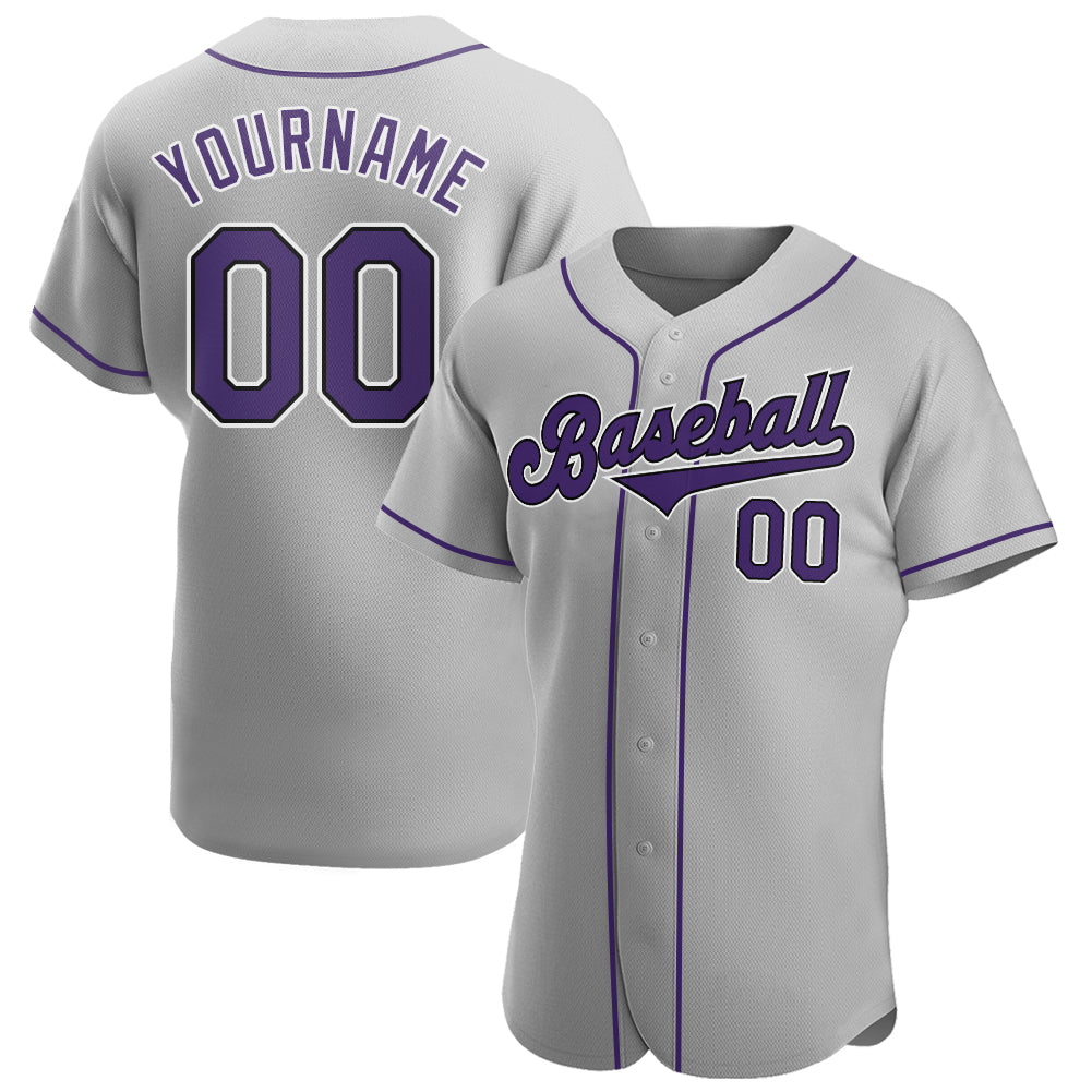 Custom Team Black Baseball Purple Authentic Gray Jersey Discount