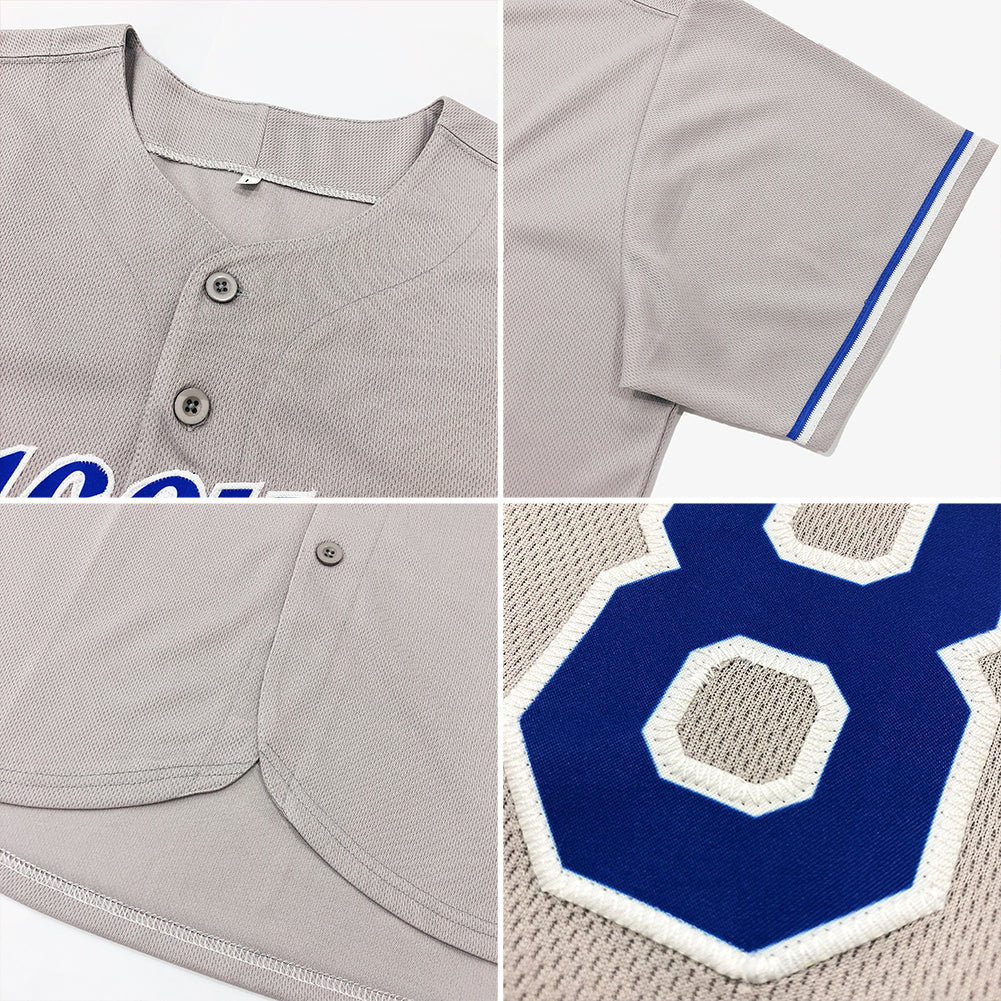 Custom Gray Royal-Red Authentic Two Tone Baseball Jersey