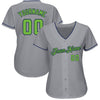 Custom Gray Neon Green-Navy Authentic Baseball Jersey