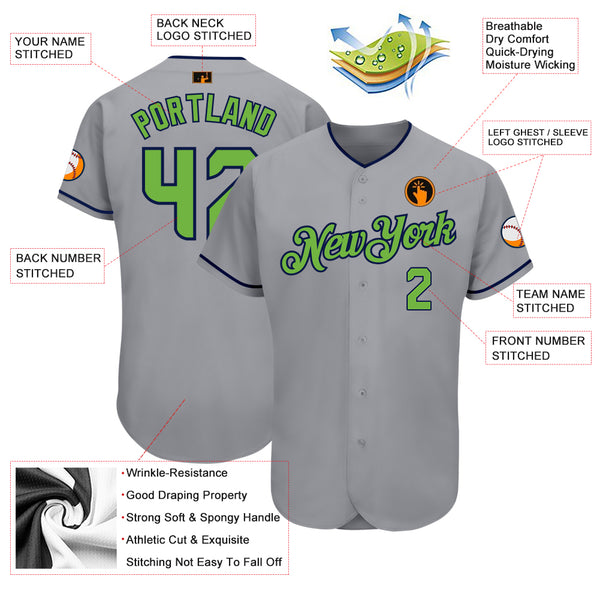 Custom Neon Green Baseball Jersey Pink-Navy Authentic - FansIdea