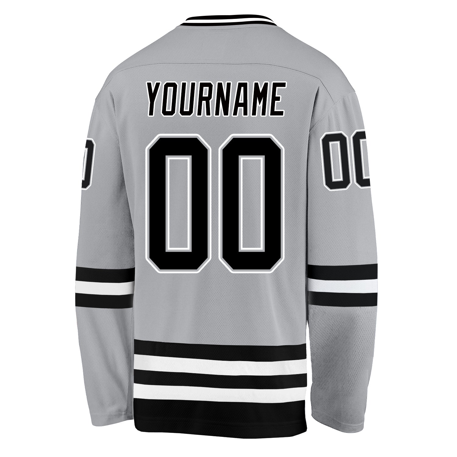 Custom Gray Black-White Hockey Jersey