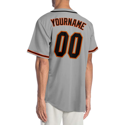 Custom Gray Black-Orange Authentic Baseball Jersey