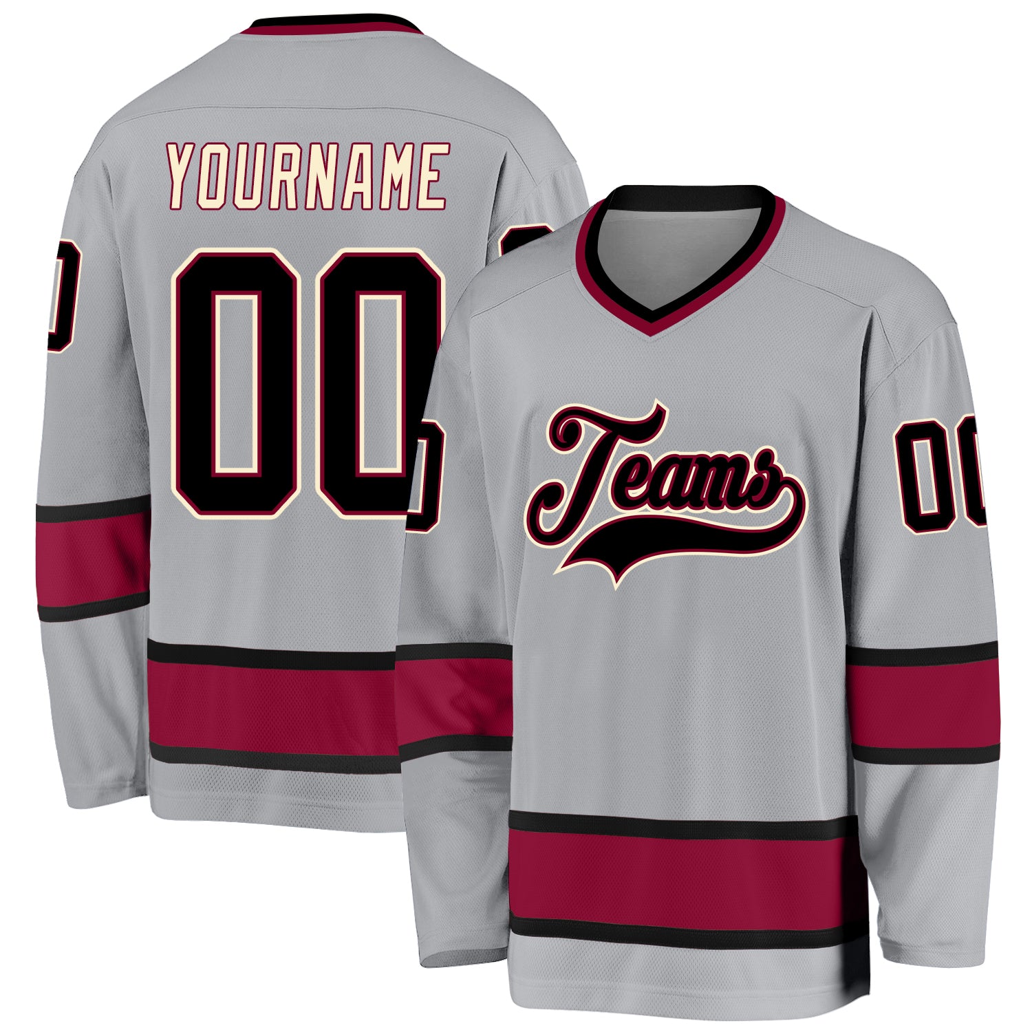 Custom White Hockey Jersey Maroon - FansIdea