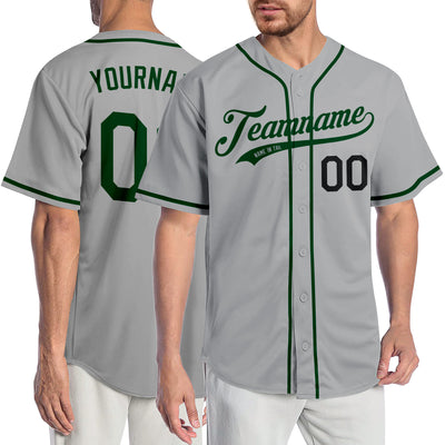 Custom Gray Green-Black Authentic Baseball Jersey