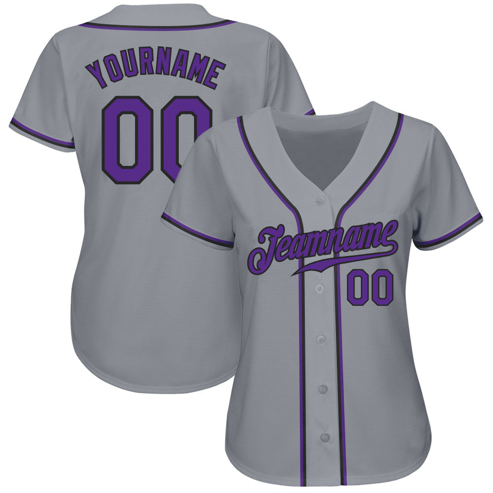 Custom Purple Black Gray Fade Baseball Jersey - Inktee Store