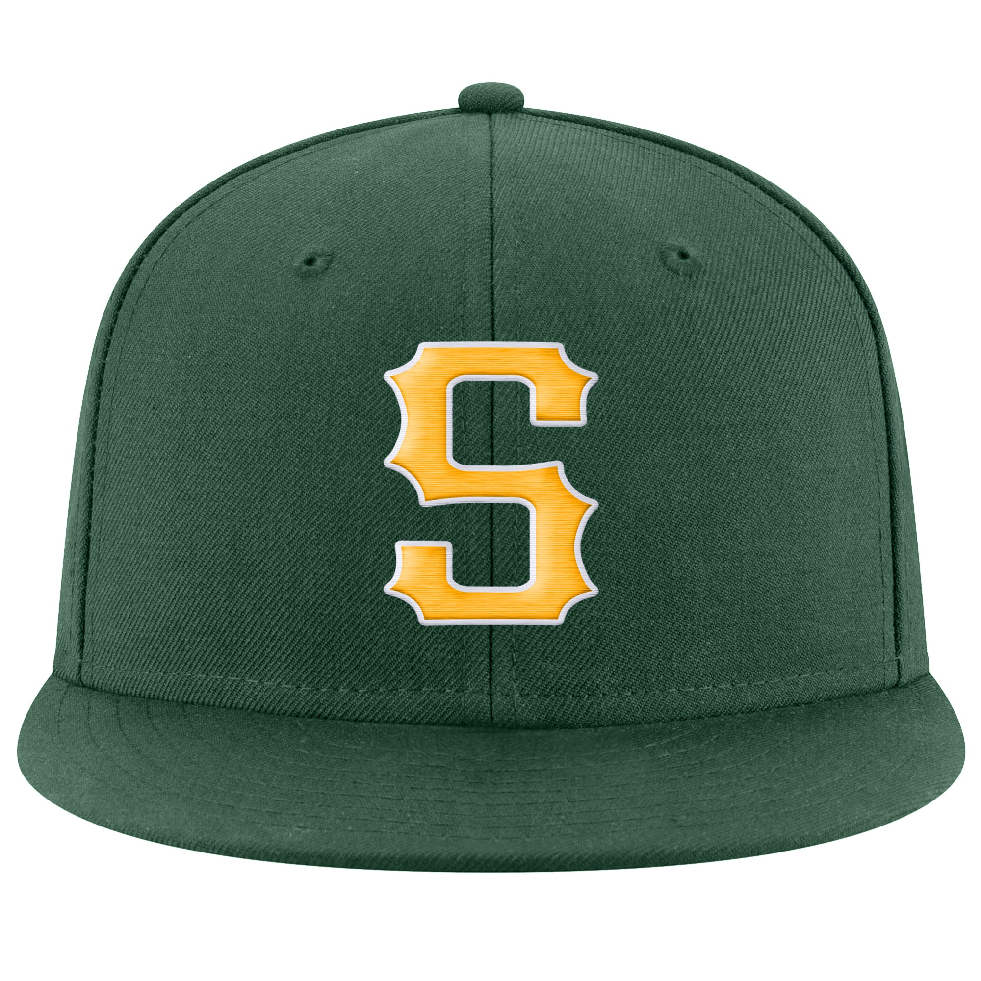 Custom Green Gold-White Stitched Adjustable Snapback Hat