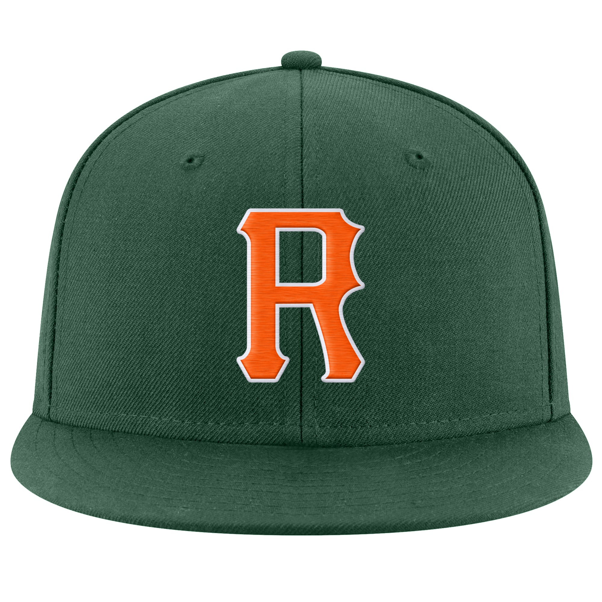 Custom Green Orange-White Stitched Adjustable Snapback Hat