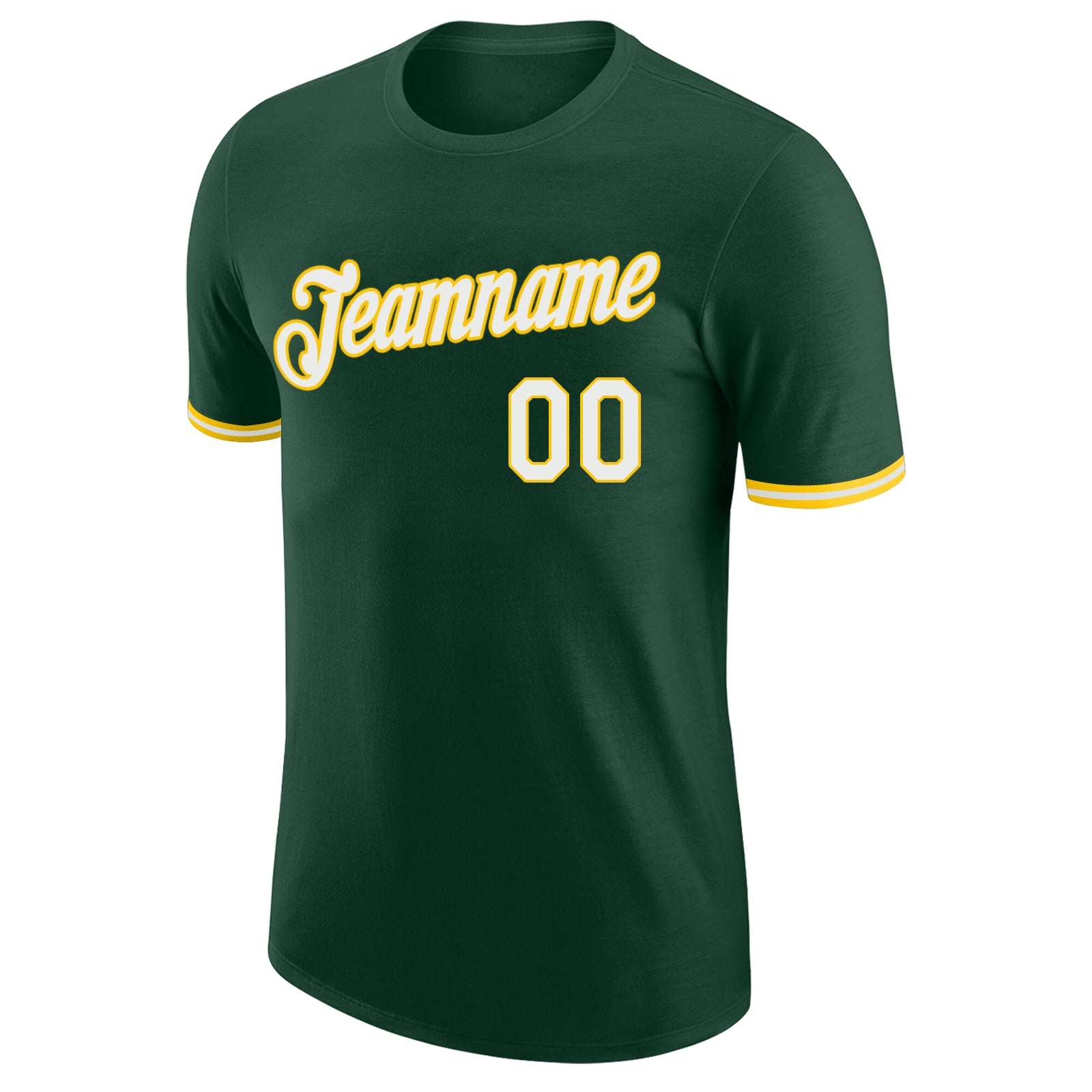 Custom Green White-Gold Performance T-Shirt