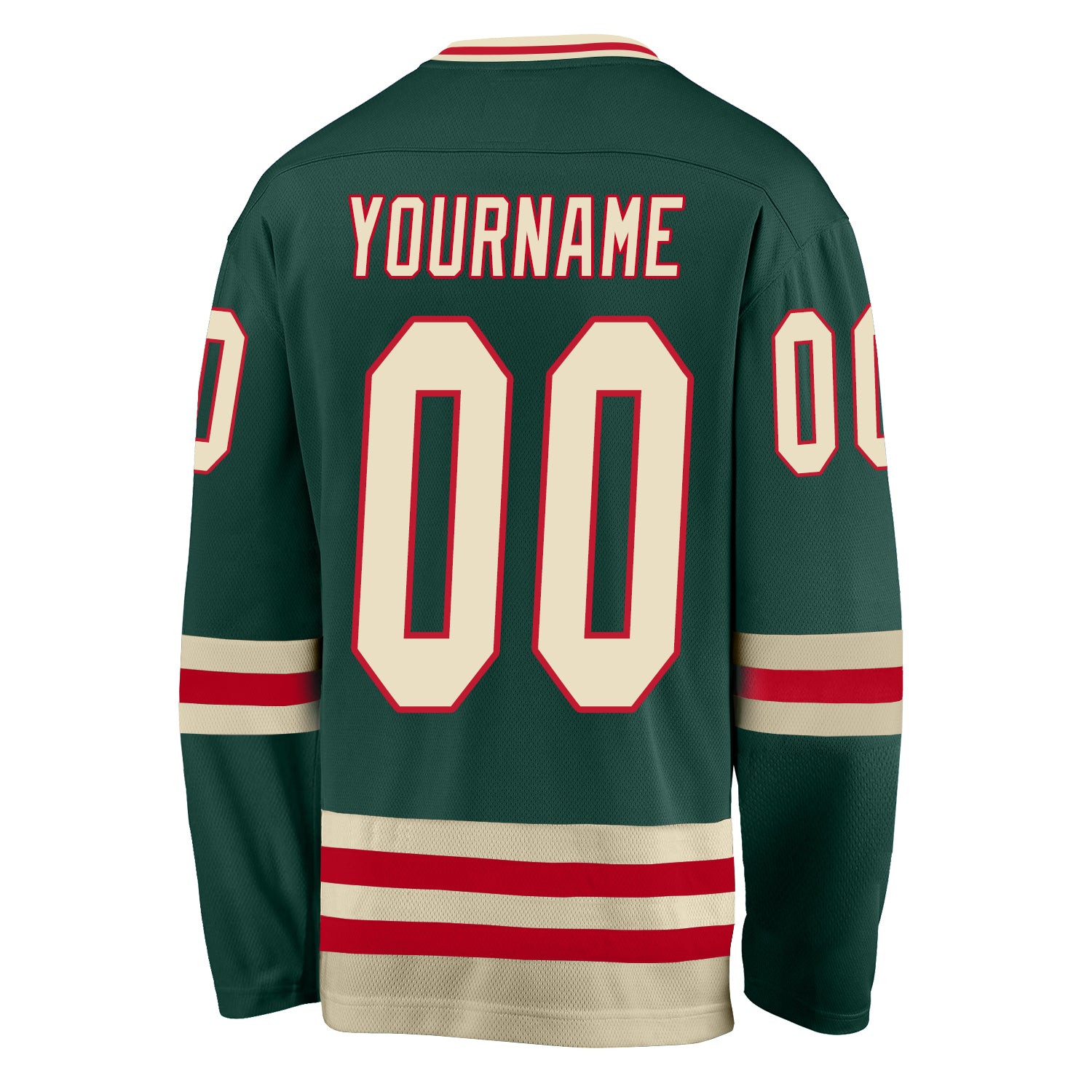 Custom Green Cream-Red Hockey Jersey Discount - FansIdea