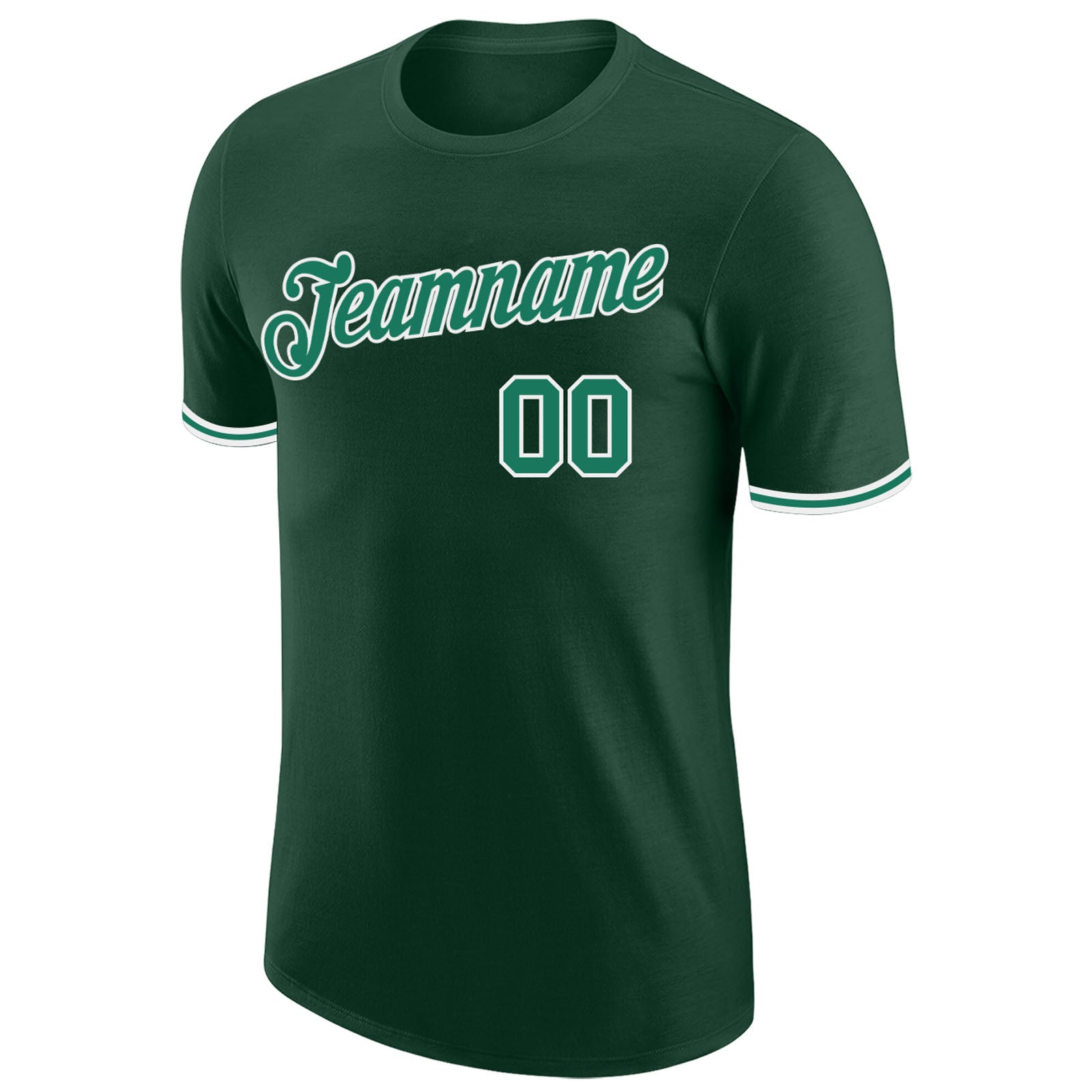 Custom Green Kelly Green-White Performance T-Shirt