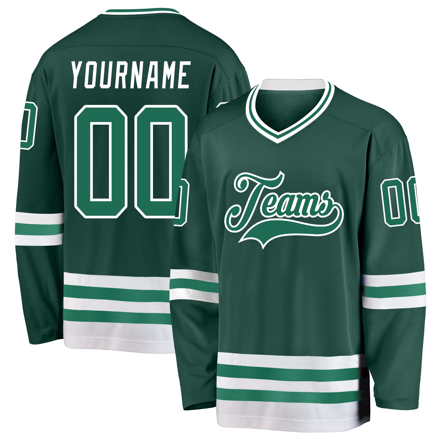 Custom Green Kelly Green-White Hockey Jersey