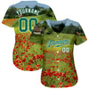 Custom Green Kelly Green-White 3D Pattern Design Flowers Authentic Baseball Jersey