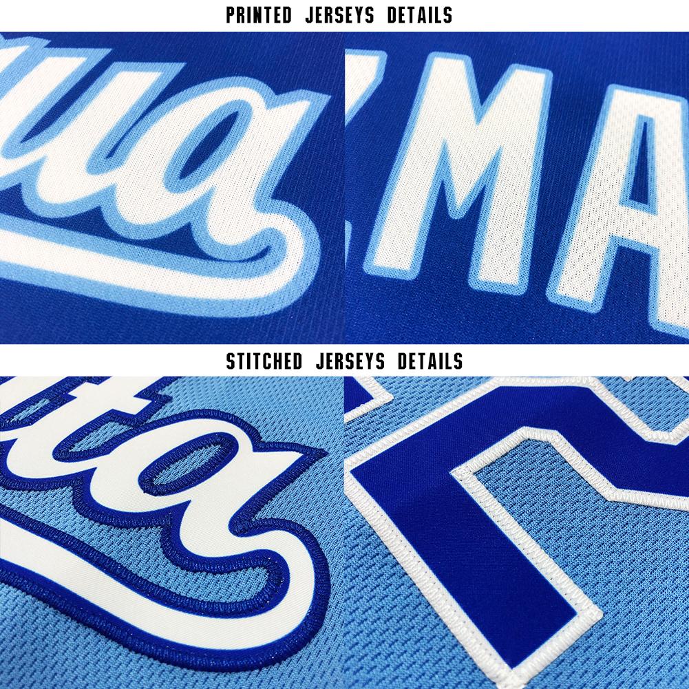 Custom Light Blue White-Royal Baseball Jersey