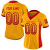 Custom Gold Scarlet-Black Mesh Drift Fashion Football Jersey