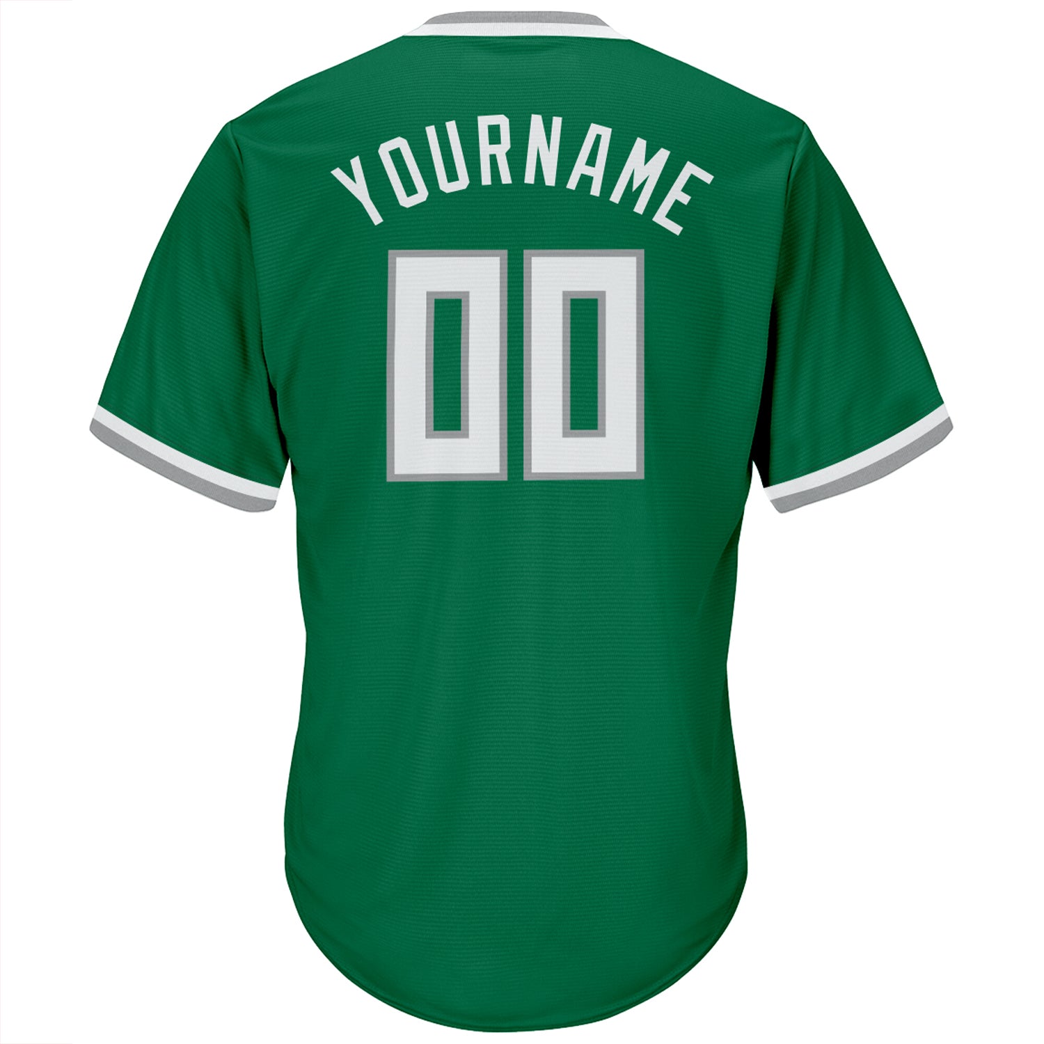 Custom Kelly Green White-Gray Authentic Throwback Rib-Knit Baseball Jersey Shirt