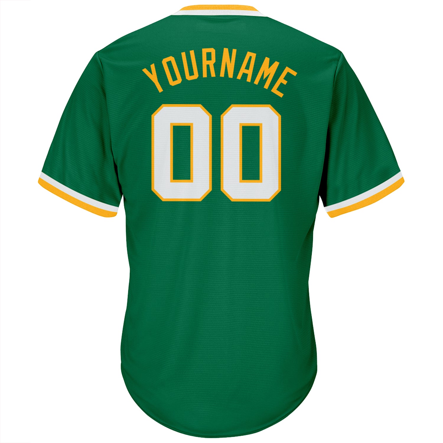 Custom Kelly Green White-Gold Authentic Throwback Rib-Knit Baseball Jersey Shirt