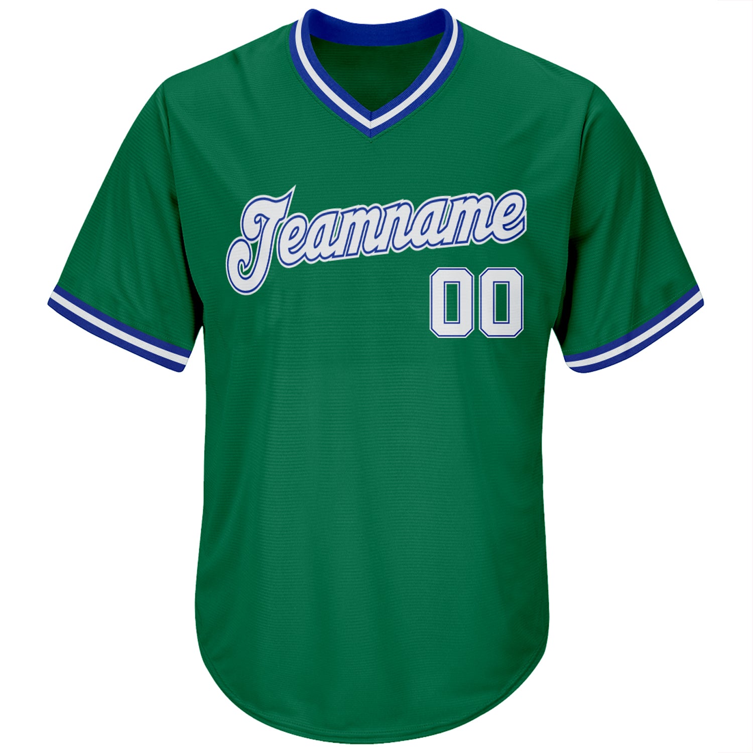 Custom Kelly Green White-Royal Authentic Throwback Rib-Knit Baseball Jersey Shirt