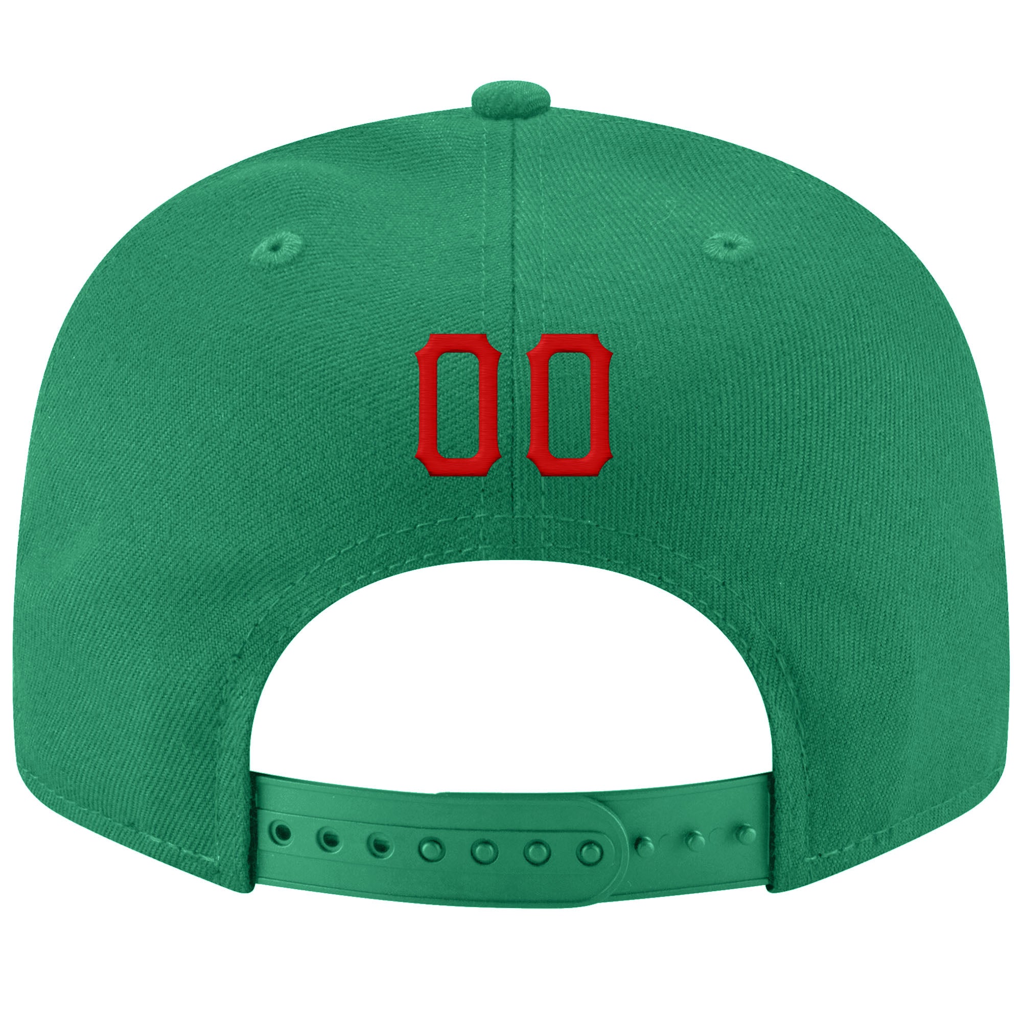 Custom Kelly Green Red-White Stitched Adjustable Snapback Hat