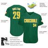 Custom Kelly Green White Pinstripe Gold-White Authentic Baseball Jersey